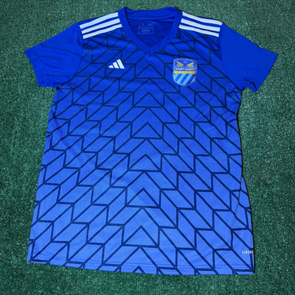 Adidas West-Mont United Soccer Jersey Blue Geometric XL Aeroready Number 1